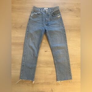 AGOLDE 90’s Pinch Waist Jeans Size 26 High Rise Straight Raw Hem Distressed